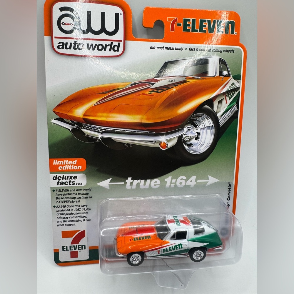 Auto World 7-Eleven Limited Edition 1:64 Orange & Green Corvette
